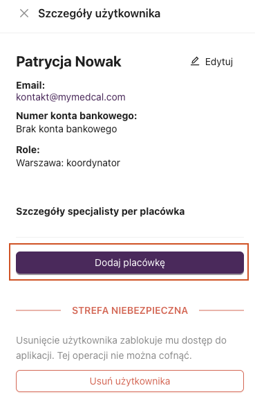 Sekcja ról pracownika