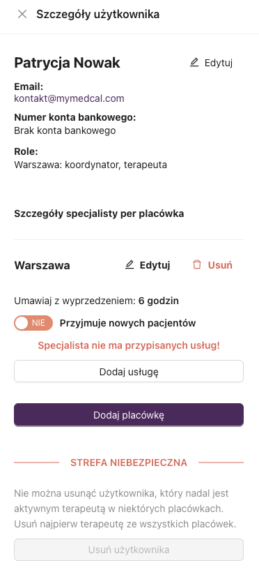 Formularz dodawania roli specjalisty