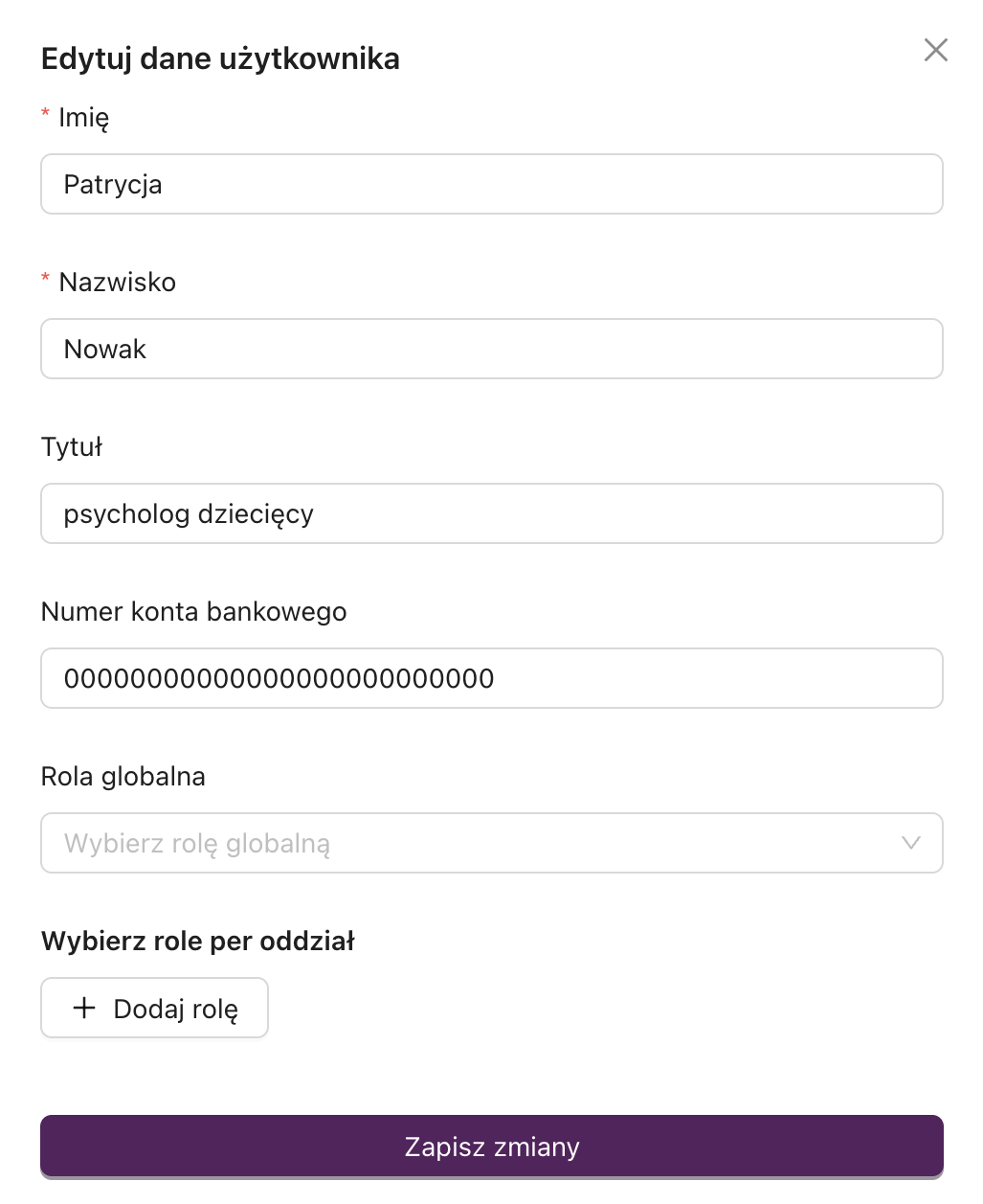 Edycja danych pracownika