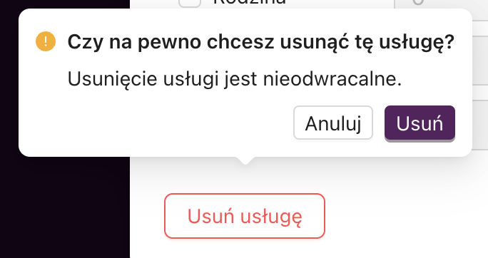 Usługa po usunięciu