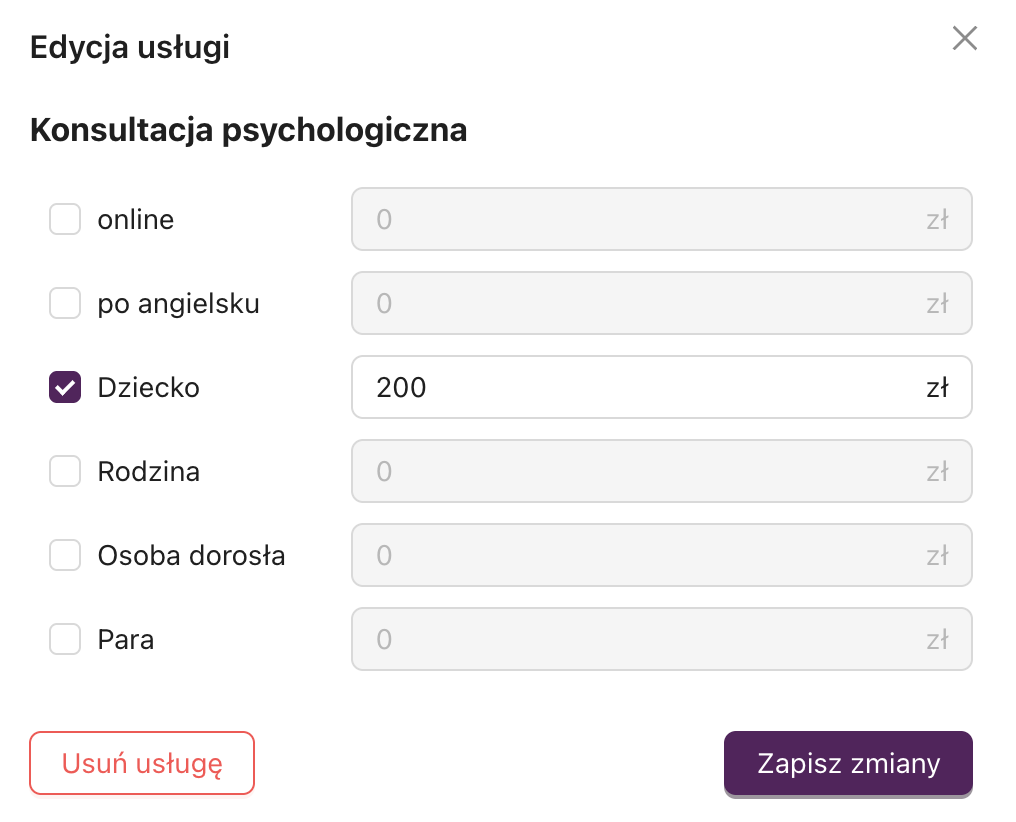 Potwierdzenie usunięcia usługi
